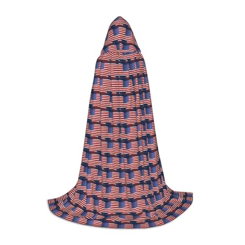 Bkdogkt Baseball-Umhang mit amerikanischer Flagge, Unisex, mit Kapuze, für Zauberer, Karneval, Halloween, Weihnachten, Cosplay, Robe von Bkdogkt