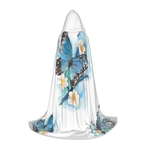 Bkdogkt Blauer Schmetterling auf Blüte, Blumendruck, Halloween, vielseitiger Kapuzenumhang, Karneval, Mottoparty, Dekoration, Hexenkostüme Bkdogkt Blauer Schmetterling auf Blüte, Blumendruck, Halloween, vielseitiger Kapuzenumhang, Karneval, Mottoparty, Dekoration, Hexenkostüme von Bkdogkt