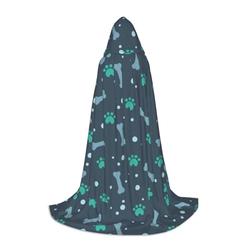 Bkdogkt Bones And Dog Claws Print Halloween Versatile Hooded Cloak Carnival Theme Party Decorations Witch Costumes von Bkdogkt