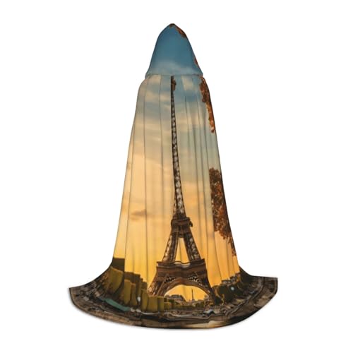 Bkdogkt Eiffelturm Paris Herbst Druck Unisex Kapuzenumhang für Zauberer Karneval Halloween Weihnachten Cosplay Kostüm Robe von Bkdogkt