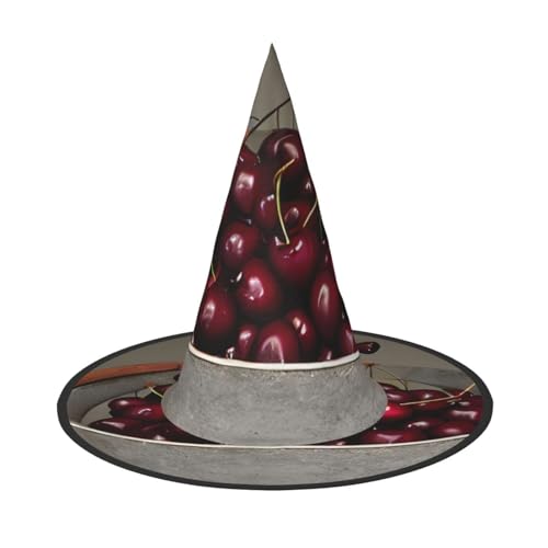 Bkdogkt Eimer mit Kirschen Druck Halloween Hexenhut Unisex Karneval Party Kostüm Zubehör Breite Kappe Faltbar Bkdogkt Eimer mit Kirschen Druck Halloween Hexenhut Unisex Karneval Party Kostüm Zubehör Breite Kappe Faltbar von Bkdogkt
