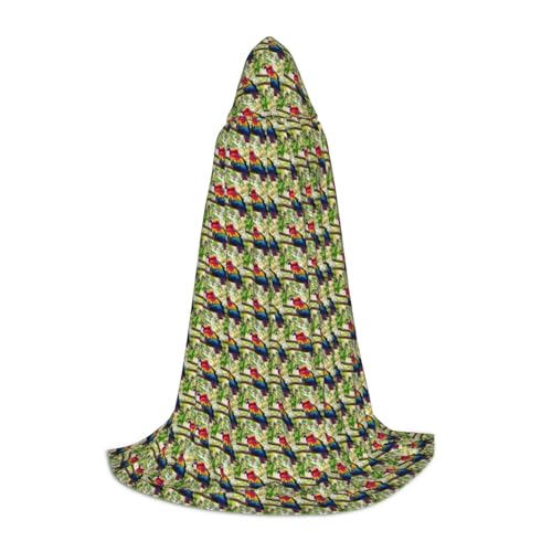 Bkdogkt Fantastischer Papageienfeder-Umhang mit Kapuze, Unisex, für Zauberer, Karneval, Halloween, Weihnachten, Cosplay, Robe von Bkdogkt