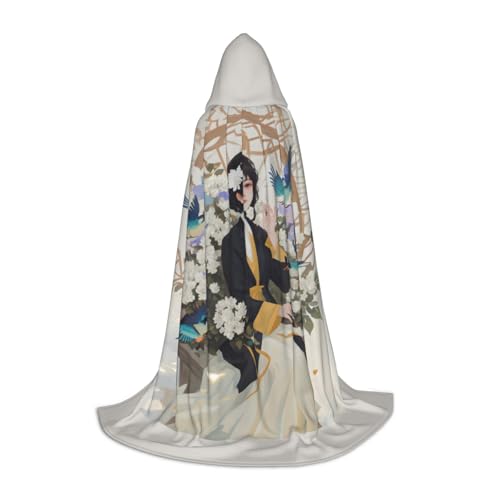 Bkdogkt Gardenia Unisex Kapuzenumhang mit Blumen und Vögeln für Zauberer, Karneval, Halloween, Weihnachten, Cosplay, Robe von Bkdogkt