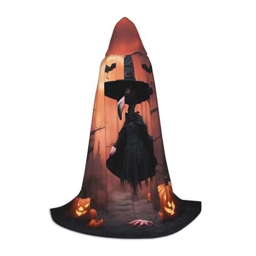 Bkdogkt Halloween Flamingo Hexenhut Druck Unisex Kapuzenumhang für Zauberer Karneval Halloween Weihnachten Cosplay Kostüm Robe von Bkdogkt