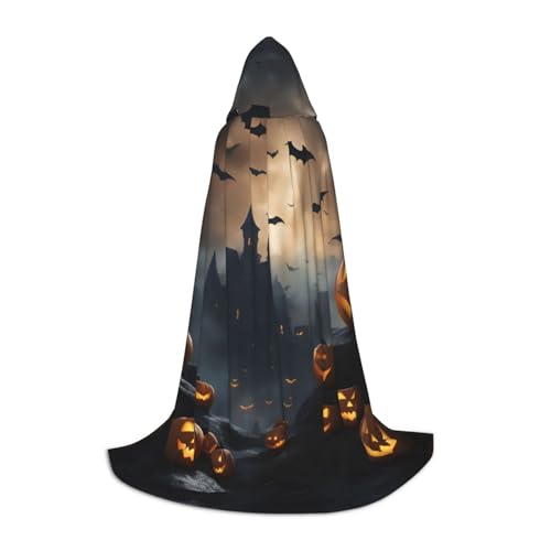 Bkdogkt Halloween Fliegende Fledermäuse 3 Druck Unisex Kapuzenumhang für Zauberer Karneval Halloween Weihnachten Cosplay Kostüm Robe von Bkdogkt