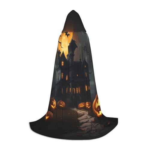 Bkdogkt Halloween Horror Print Unisex Kapuzenumhang für Zauberer Karneval Halloween Weihnachten Cosplay Kostüm Robe von Bkdogkt