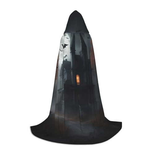Bkdogkt Halloween Horror Print Unisex Kapuzenumhang für Zauberer Karneval Halloween Weihnachten Cosplay Kostüm Robe von Bkdogkt