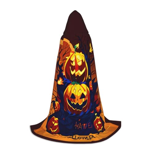 Bkdogkt Halloween-Kürbis-Druck, Unisex, Kapuzenumhang für Zauberer, Karneval, Halloween, Weihnachten, Cosplay, Kostüm, Robe von Bkdogkt