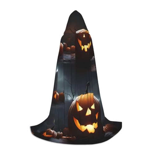 Bkdogkt Halloween-Kürbis-Druck, Unisex, Kapuzenumhang für Zauberer, Karneval, Halloween, Weihnachten, Cosplay, Kostüm, Robe von Bkdogkt