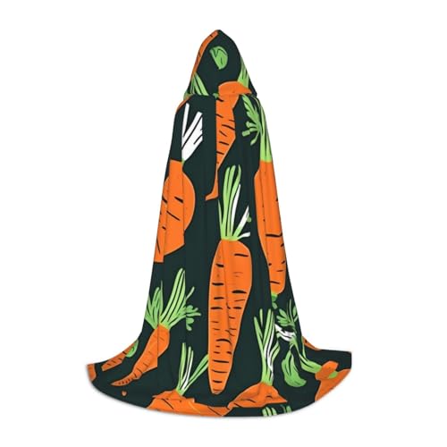 Bkdogkt Happy Carrot Seamless Pattern Print Halloween Vielseitiger Kapuzenumhang Karneval Mottoparty Dekorationen Hexenkostüme von Bkdogkt