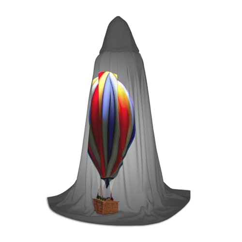 Bkdogkt Kapuzenumhang mit Heißluftballon-Druck, Unisex, für Zauberer, Karneval, Halloween, Weihnachten, Cosplay, Robe von Bkdogkt