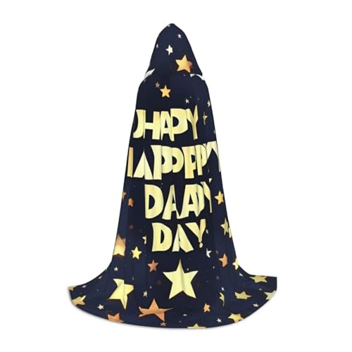 Bkdogkt Kapuzenumhang mit Sternen und Aufschrift "Happy Fathers Day", Unisex, für Zauberer, Karneval, Halloween, Weihnachten, Cosplay, Robe von Bkdogkt