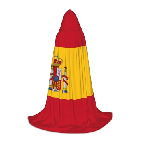 Bkdogkt Kapuzenumhang mit spanischer Flagge, Unisex, für Zauberer, Karneval, Halloween, Weihnachten, Cosplay, Robe von Bkdogkt