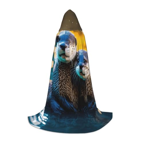 Bkdogkt Kapuzenumhang mit süßem braunem Otter-Motiv, Unisex, für Zauberer, Karneval, Halloween, Weihnachten, Cosplay, Kostüm, Robe von Bkdogkt