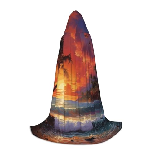 Bkdogkt Kapuzenumhang mit tropischem Sonnenuntergang, Unisex, für Zauberer, Karneval, Halloween, Weihnachten, Cosplay, Robe Bkdogkt Kapuzenumhang mit tropischem Sonnenuntergang, Unisex, für Zauberer, Karneval, Halloween, Weihnachten, Cosplay, Robe von Bkdogkt