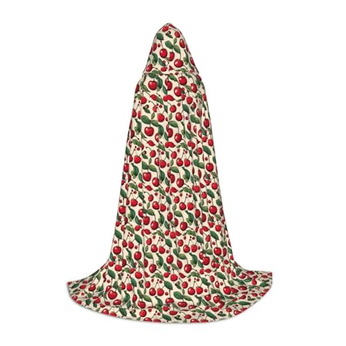 Bkdogkt Lovely Sweet Red Cherry 2 Print Unisex Kapuzenumhang für Zauberer Karneval Halloween Weihnachten Cosplay Kostüm Robe von Bkdogkt