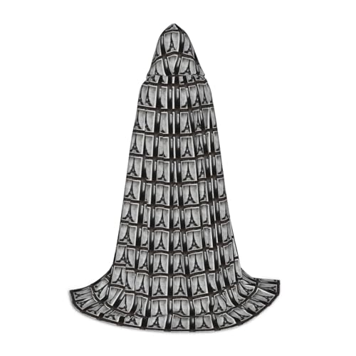Bkdogkt Pariser Kaffee-Eiffelturm-Druck, Unisex, Kapuzenumhang für Zauberer, Karneval, Halloween, Weihnachten, Cosplay, Robe von Bkdogkt