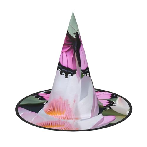Bkdogkt Rosa Schmetterling 1 Druck Halloween Hexenhut Unisex Karneval Party Kostüm Zubehör Breite Kappe Faltbar Bkdogkt Rosa Schmetterling 1 Druck Halloween Hexenhut Unisex Karneval Party Kostüm Zubehör Breite Kappe Faltbar von Bkdogkt