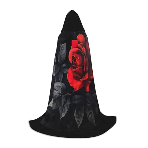 Bkdogkt Rote Rose und schwarze Blätter, Unisex, Kapuzenumhang für Zauberer, Karneval, Halloween, Weihnachten, Cosplay, Robe Bkdogkt Rote Rose und schwarze Blätter, Unisex, Kapuzenumhang für Zauberer, Karneval, Halloween, Weihnachten, Cosplay, Robe von Bkdogkt