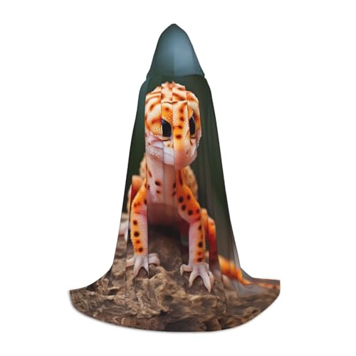 Bkdogkt Sandfarbener Leoparden-Gecko-Druck, Unisex, Kapuzenumhang für Zauberer, Karneval, Halloween, Weihnachten, Cosplay, Robe von Bkdogkt