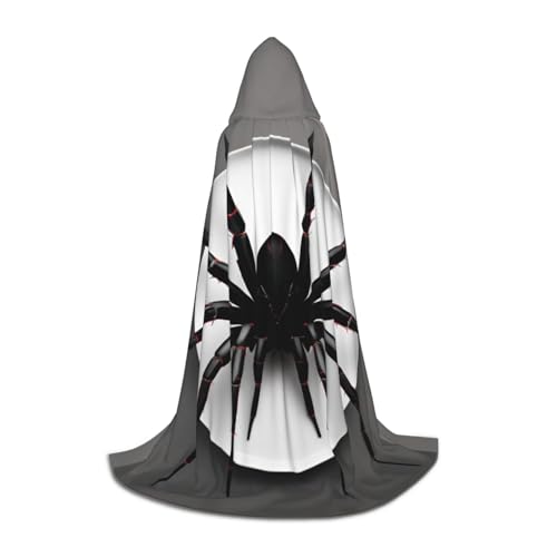 Bkdogkt Schwarzer Spinnen-Druck, Unisex, Kapuzenumhang für Zauberer, Karneval, Halloween, Weihnachten, Cosplay, Robe von Bkdogkt