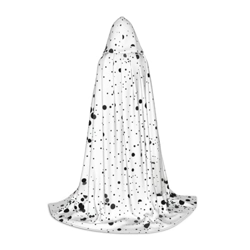 Bkdogkt Schwarzer und weißer Kapuzenumhang mit Punktemuster, Unisex, für Zauberer, Karneval, Halloween, Weihnachten, Cosplay, Robe von Bkdogkt