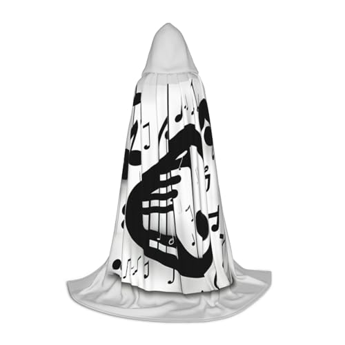 Bkdogkt Schwarzer und weißer Umhang mit Musiknoten-Druck, Unisex, Kapuzenumhang für Zauberer, Karneval, Halloween, Weihnachten, Cosplay, Kostüm, Robe Bkdogkt Schwarzer und weißer Umhang mit Musiknoten-Druck, Unisex, Kapuzenumhang für Zauberer, Karneval, Halloween, Weihnachten, Cosplay, Kostüm, Robe von Bkdogkt