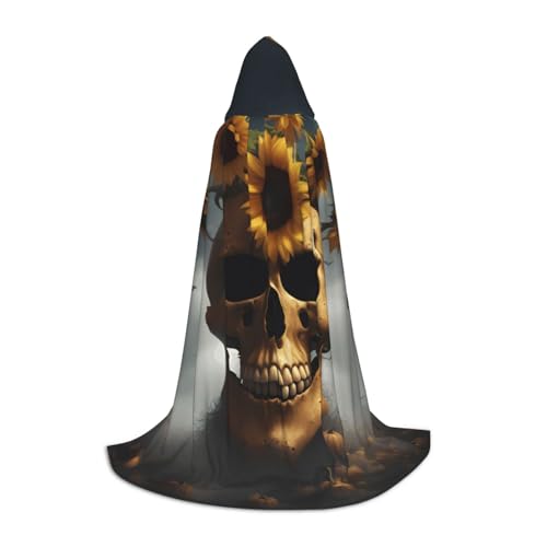 Bkdogkt Sonnenblumen-Umhang mit Totenkopf-Aufdruck, Unisex, Kapuzenumhang für Zauberer, Karneval, Halloween, Weihnachten, Cosplay, Robe Bkdogkt Sonnenblumen-Umhang mit Totenkopf-Aufdruck, Unisex, Kapuzenumhang für Zauberer, Karneval, Halloween, Weihnachten, Cosplay, Robe von Bkdogkt