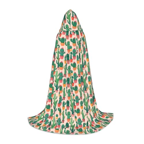 Bkdogkt Süßer Kaktus-Druck, Unisex, Kapuzenumhang für Zauberer, Karneval, Halloween, Weihnachten, Cosplay, Robe von Bkdogkt