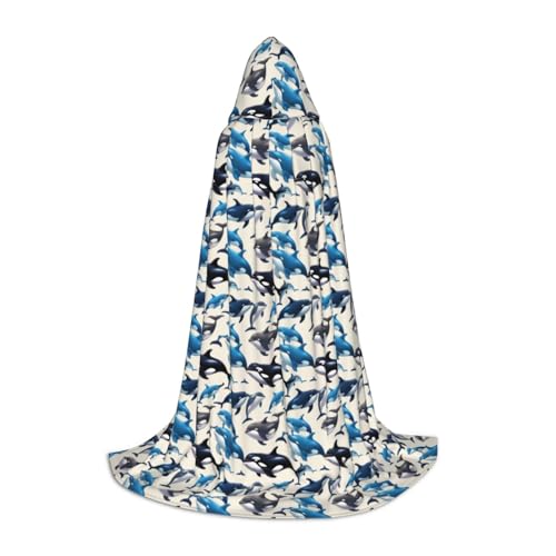 Bkdogkt Umhang mit Kapuze für Zauberer, Karneval, Halloween, Weihnachten, Cosplay, Killer-Wal-Aufdruck, Unisex Bkdogkt Umhang mit Kapuze für Zauberer, Karneval, Halloween, Weihnachten, Cosplay, Killer-Wal-Aufdruck, Unisex von Bkdogkt