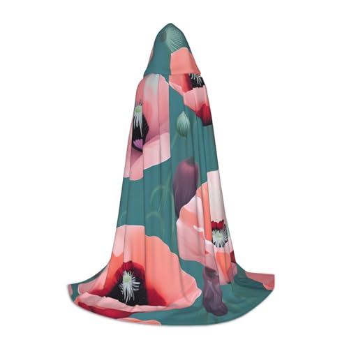 Bkdogkt Umhang mit Kapuze für Zauberer, Karneval, Halloween, Weihnachten, Cosplay, Pastell, Mohnblumen-Aufdruck, Unisex Bkdogkt Umhang mit Kapuze für Zauberer, Karneval, Halloween, Weihnachten, Cosplay, Pastell, Mohnblumen-Aufdruck, Unisex von Bkdogkt