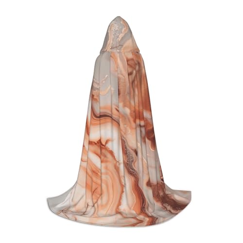 Bkdogkt Umhang mit Kapuze für Zauberer, Karneval, Halloween, Weihnachten, Cosplay, Roségold, Marmor-Druck, Unisex von Bkdogkt