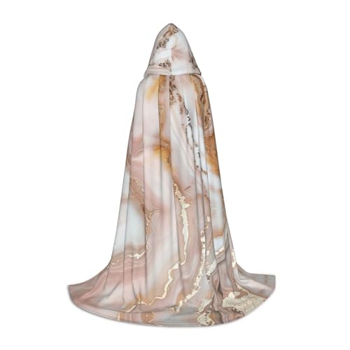 Bkdogkt Umhang mit Kapuze für Zauberer, Karneval, Halloween, Weihnachten, Cosplay, Roségold, Marmor-Druck, Unisex von Bkdogkt