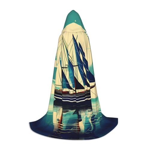 Bkdogkt Umhang mit Kapuze für Zauberer, Karneval, Halloween, Weihnachten, Cosplay, Segelboot, Landschaftsdruck, Unisex, mit Kapuze Bkdogkt Umhang mit Kapuze für Zauberer, Karneval, Halloween, Weihnachten, Cosplay, Segelboot, Landschaftsdruck, Unisex, mit Kapuze von Bkdogkt
