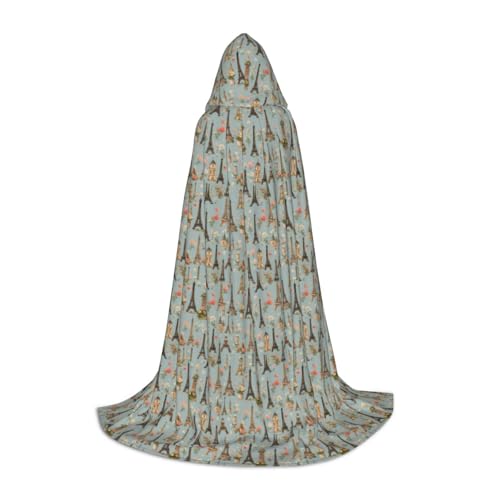 Bkdogkt Umhang mit Kapuze und Eiffelturm-Motiv, Unisex, mit Kapuze, für Zauberer, Karneval, Halloween, Weihnachten, Cosplay, Kostüm, Robe von Bkdogkt