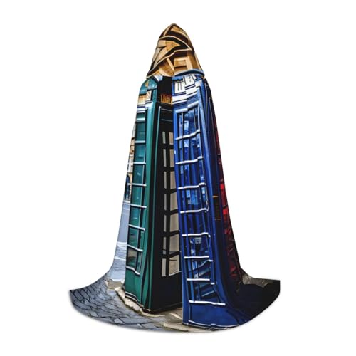 Bkdogkt Umhang mit britischer Telefonzelle, Unisex, mit Kapuze, für Zauberer, Karneval, Halloween, Weihnachten, Cosplay, Robe Bkdogkt Umhang mit britischer Telefonzelle, Unisex, mit Kapuze, für Zauberer, Karneval, Halloween, Weihnachten, Cosplay, Robe von Bkdogkt