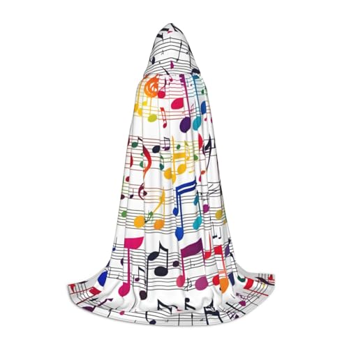Bkdogkt Umhang mit buntem Musiknoten-Druck, Unisex, mit Kapuze, für Zauberer, Karneval, Halloween, Weihnachten, Cosplay, Kostüm Bkdogkt Umhang mit buntem Musiknoten-Druck, Unisex, mit Kapuze, für Zauberer, Karneval, Halloween, Weihnachten, Cosplay, Kostüm von Bkdogkt