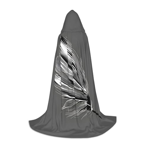 Bkdogkt Umhang mit tanzender Feder, Unisex, mit Kapuze, für Zauberer, Karneval, Halloween, Weihnachten, Cosplay, Robe von Bkdogkt