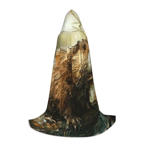 Bkdogkt Unisex Kapuzenumhang mit Biber-Druck, für Zauberer, Karneval, Halloween, Weihnachten, Cosplay, Robe Bkdogkt Unisex Kapuzenumhang mit Biber-Druck, für Zauberer, Karneval, Halloween, Weihnachten, Cosplay, Robe von Bkdogkt