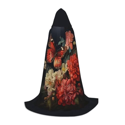Bkdogkt Unisex Kapuzenumhang mit Blumen- und Schmetterlings-Aufdruck, für Zauberer, Karneval, Halloween, Weihnachten, Cosplay, Robe Bkdogkt Unisex Kapuzenumhang mit Blumen- und Schmetterlings-Aufdruck, für Zauberer, Karneval, Halloween, Weihnachten, Cosplay, Robe von Bkdogkt