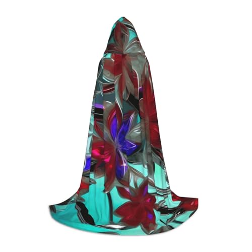 Bkdogkt Unisex Kapuzenumhang mit Blumendruck für Zauberer, Karneval, Halloween, Weihnachten, Cosplay, Robe von Bkdogkt