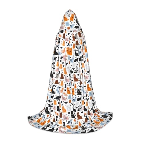 Bkdogkt Unisex Kapuzenumhang mit Cartoon-Katzen- und Hunde-Aufdruck, für Zauberer, Karneval, Halloween, Weihnachten, Cosplay, Robe Bkdogkt Unisex Kapuzenumhang mit Cartoon-Katzen- und Hunde-Aufdruck, für Zauberer, Karneval, Halloween, Weihnachten, Cosplay, Robe von Bkdogkt
