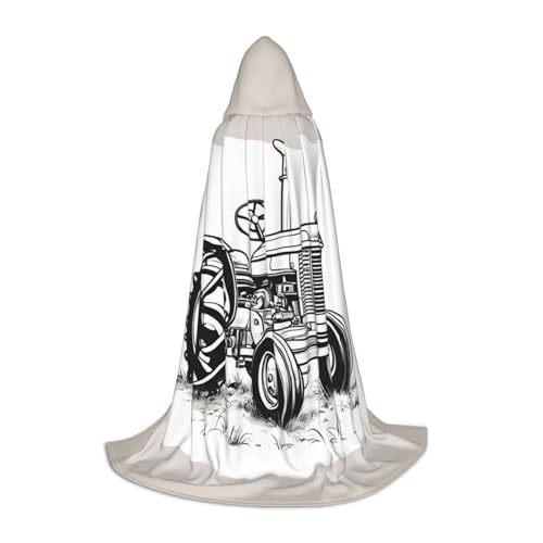 Bkdogkt Unisex Kapuzenumhang mit Cartoon-Traktor-Druck, für Zauberer, Karneval, Halloween, Weihnachten, Cosplay, Robe von Bkdogkt