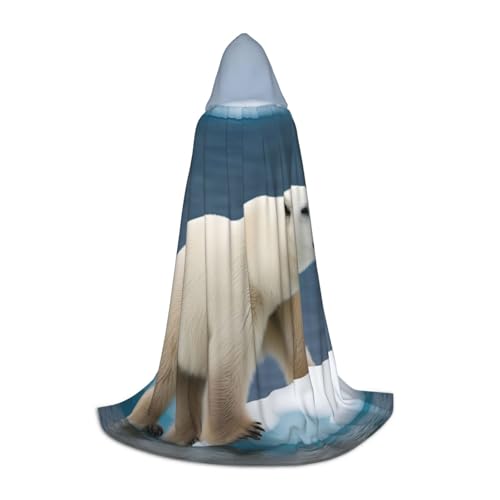 Bkdogkt Unisex Kapuzenumhang mit Eisbär-Aufdruck, für Zauberer, Karneval, Halloween, Weihnachten, Cosplay, Robe von Bkdogkt