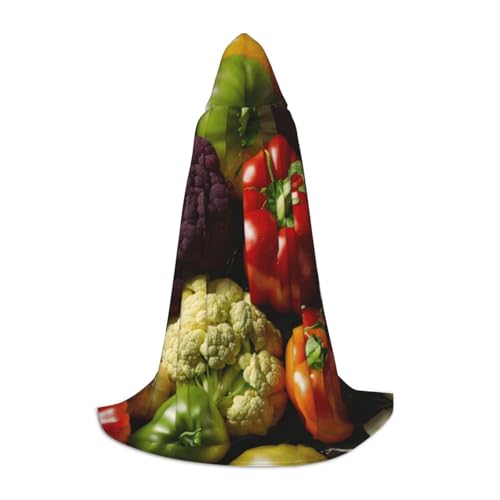 Bkdogkt Unisex Kapuzenumhang mit Gemüse und Früchten, für Zauberer, Karneval, Halloween, Weihnachten, Cosplay, Robe von Bkdogkt