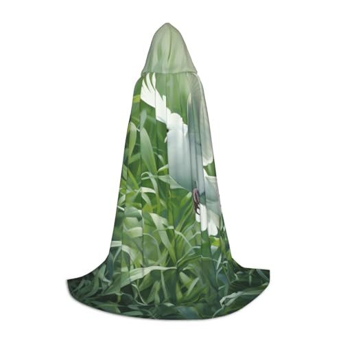 Bkdogkt Unisex Kapuzenumhang mit Gras- und Tauben-Druck, für Zauberer, Karneval, Halloween, Weihnachten, Cosplay, Robe von Bkdogkt