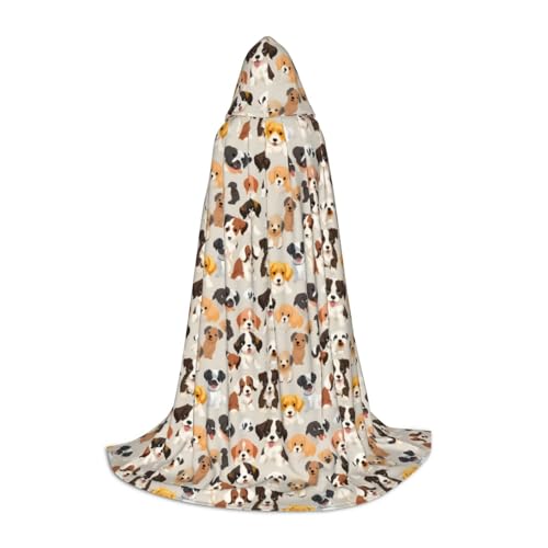 Bkdogkt Unisex Kapuzenumhang mit Hundemotiv für Zauberer, Karneval, Halloween, Weihnachten, Cosplay, Robe von Bkdogkt