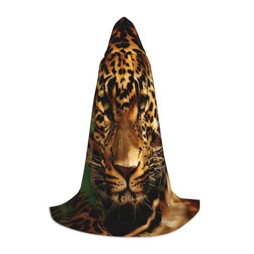 Bkdogkt Unisex Kapuzenumhang mit Leopardenmuster für Zauberer, Karneval, Halloween, Weihnachten, Cosplay, Robe von Bkdogkt