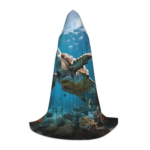 Bkdogkt Unisex-Kapuzenumhang mit Meeresschildkrötenmuster, für Zauberer, Karneval, Halloween, Weihnachten, Cosplay, Robe von Bkdogkt