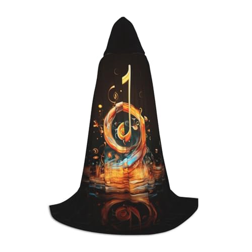 Bkdogkt Unisex-Kapuzenumhang mit Musik-Symbol-Druck, für Zauberer, Karneval, Halloween, Weihnachten, Cosplay, Robe von Bkdogkt